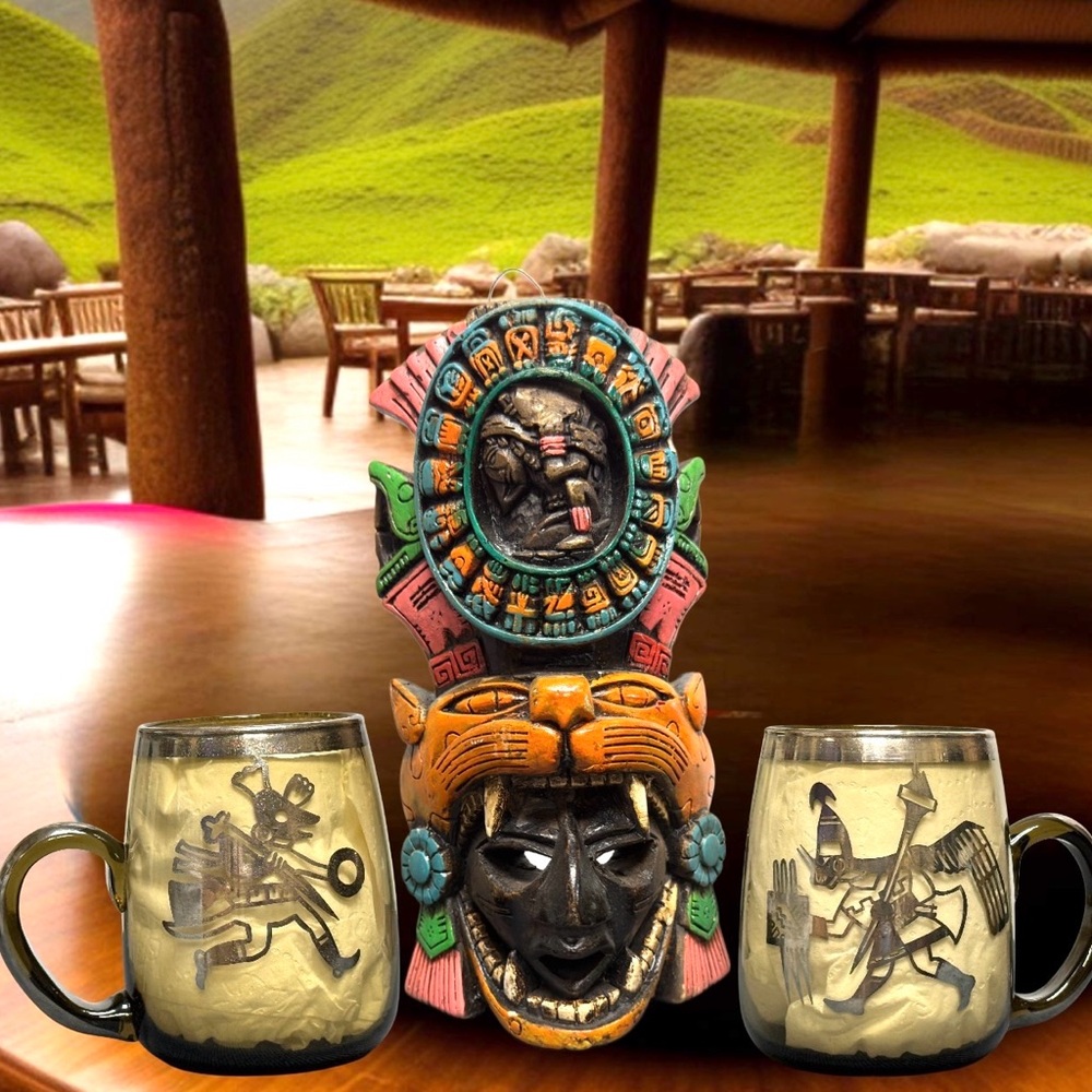 Vintage 1940's Sterling Silver Peruvian Warrior Cup Set